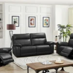 Sophisticated ComfortTech 8 Smart 2 Seater Recliner Sofa in Black Aire Leather
