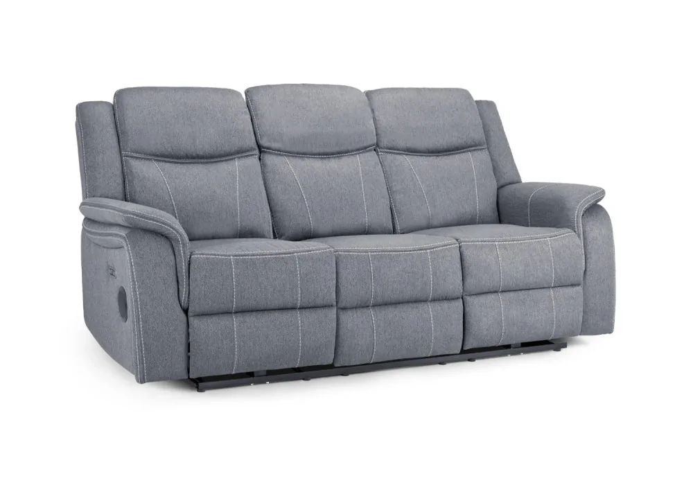 Experience Ultimate Comfort with the Galaxy Tech three Seater Recliner Sofa in Grey Leather