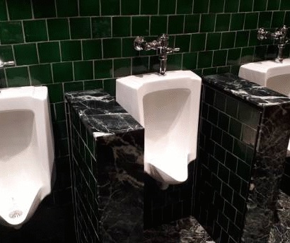 Elegant porcelain lavatory tile and porcelain tile rest room layout