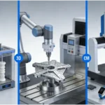 An infographic illustrating JS Precision's rapid prototyping services, showing the journey from 3D printing a medical device prototype, CNC machining an aerospace component, to quality inspection of a consumer electronics part.